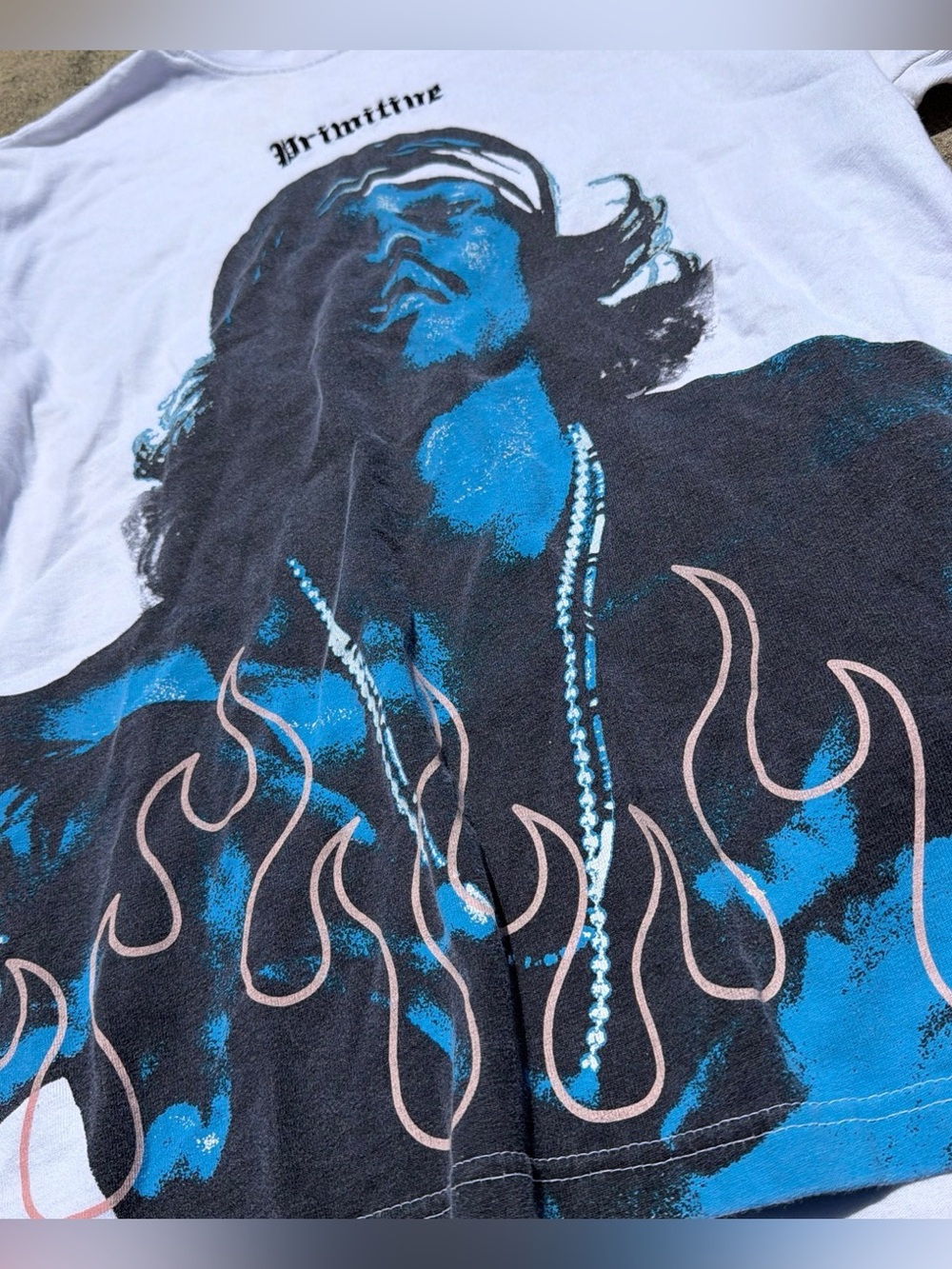 Primitive OutKast White Short-Sleeve Tee with Blue & Black Graphic on both sides - Picture 3 of 7